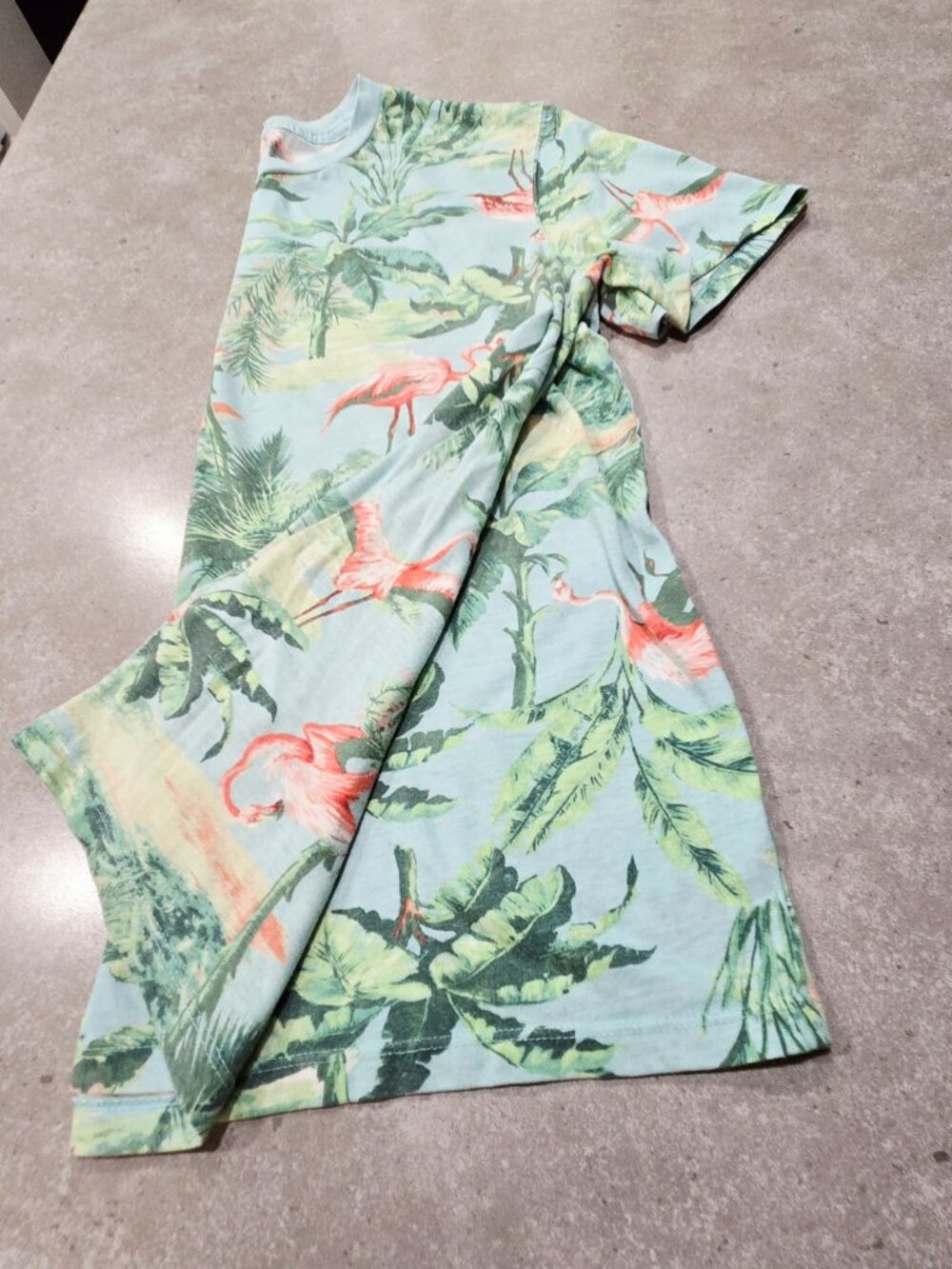 OLD NAVY Women's Tropical Print Short Sleeves Tee Shirt - Green/Pink - Medium - Picture 5 of 11